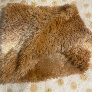 Anthropologie Renata Faux Fur Throw in Rich Brown and Tan Cowl
Scarf,